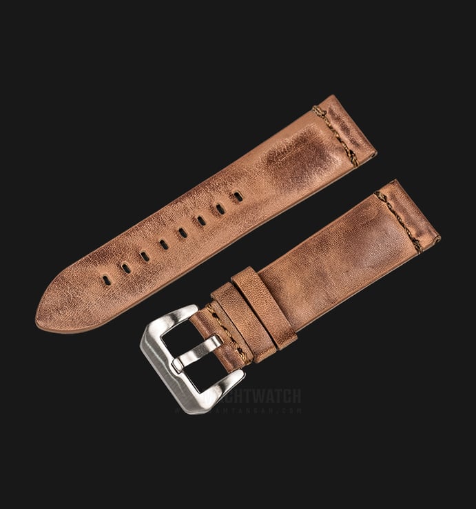 Strap Jam Tangan Leather Martini Essex C16305-24X22 Brown 24mm Silver Buckle
