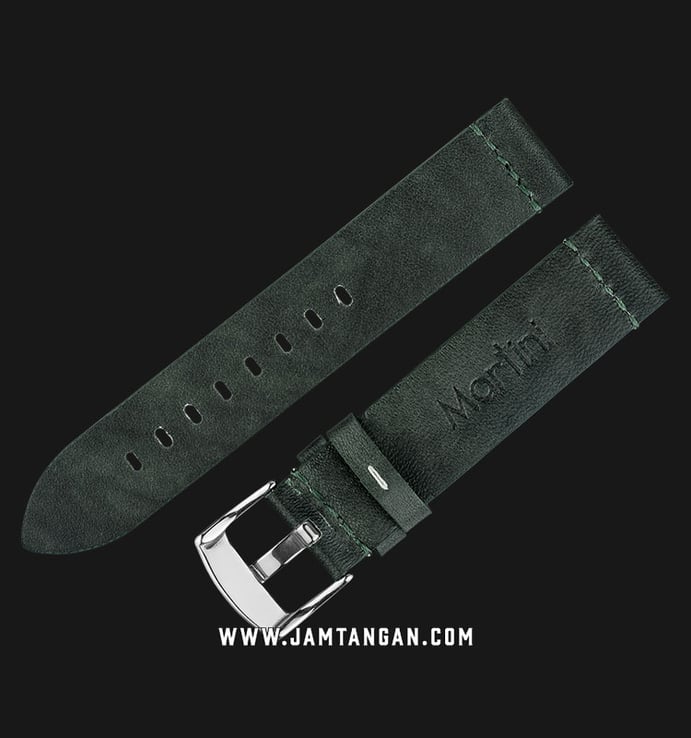Strap Jam Tangan Martini Gela C167007-20x20 20mm Forest Green Leather - Silver Buckle