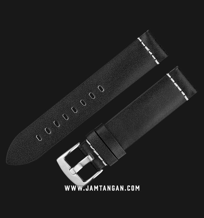 Strap Jam Tangan Leather Martini Gela C16701-20X20 Black 20mm Silver Buckle