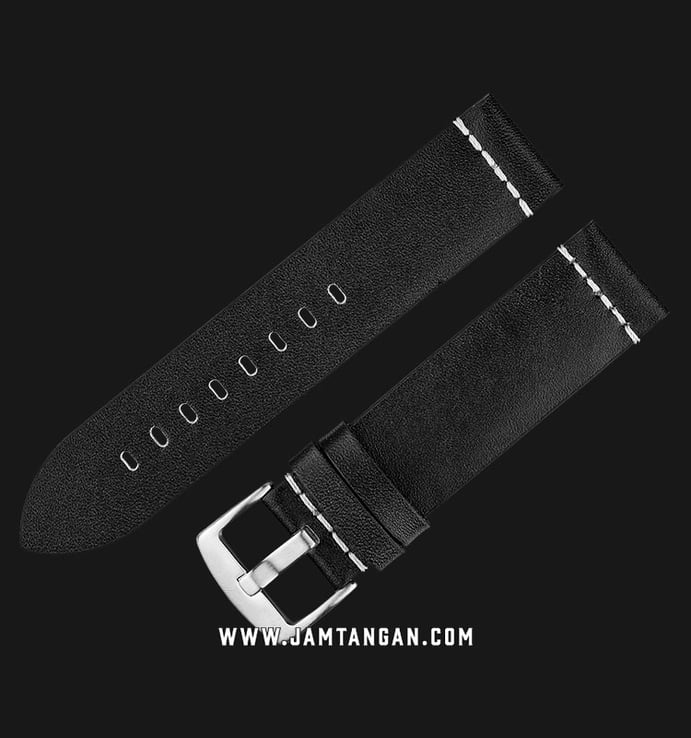Strap Jam Tangan Leather Martini Gela C16701-22X22 Black 22mm Silver Buckle