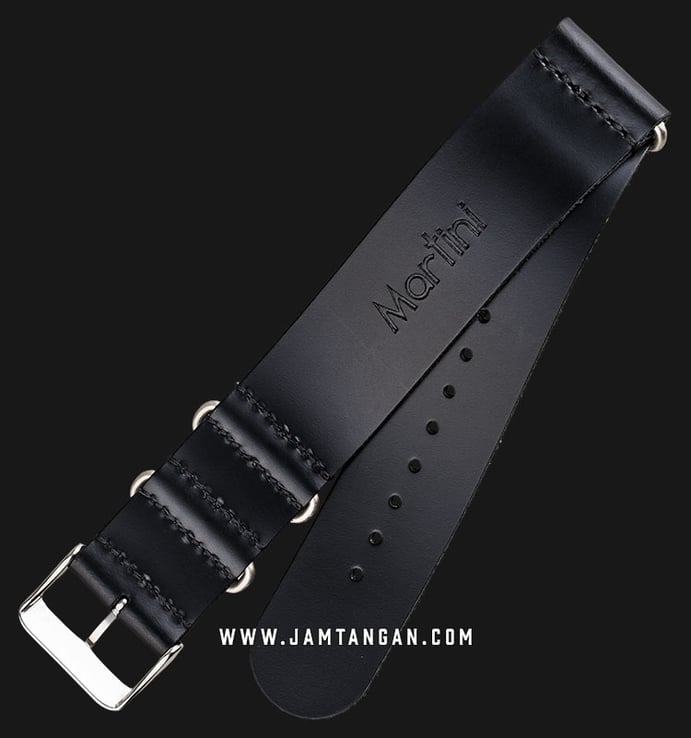 Strap Jam Tangan Martini Parma C169001-22X22 22mm Black Leather - Silver Buckle