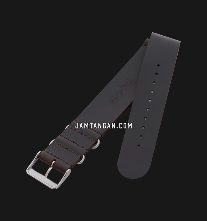 Strap Jam Tangan Martini C169002-22X22 22mm Dark Brown Leather - Silver Buckle