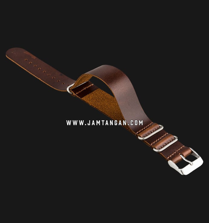 Strap Jam Tangan Leather Martini Parma C16903-LT-22X22 Brown 22mm Silver Buckle