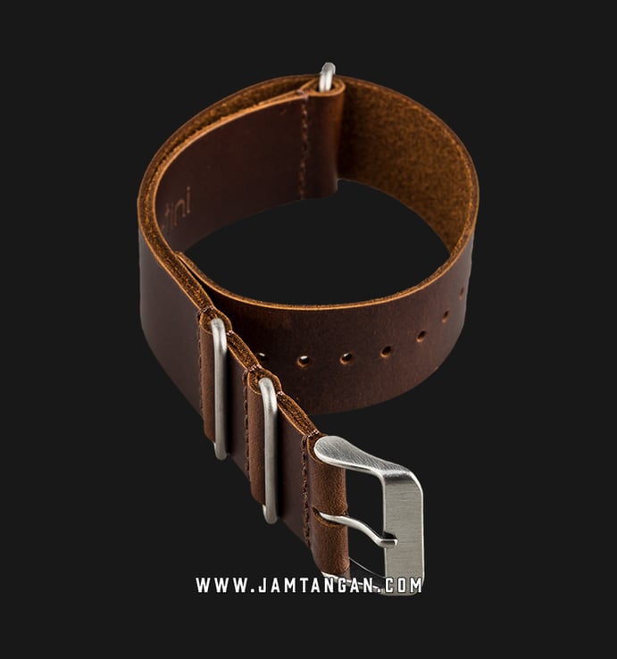 Strap Jam Tangan Leather Martini Parma C16903-LT-22X22 Brown 22mm Silver Buckle
