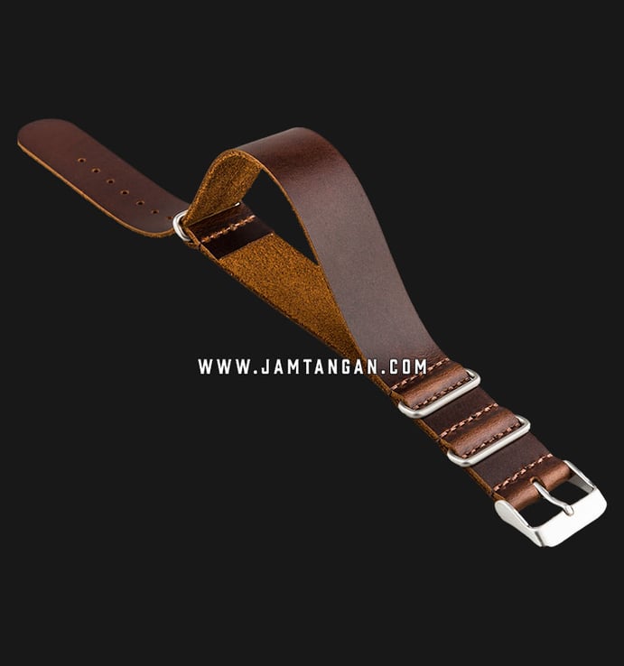 Strap Jam Tangan Leather Martini Parma C16905-20X20 Brown 20mm Silver Buckle