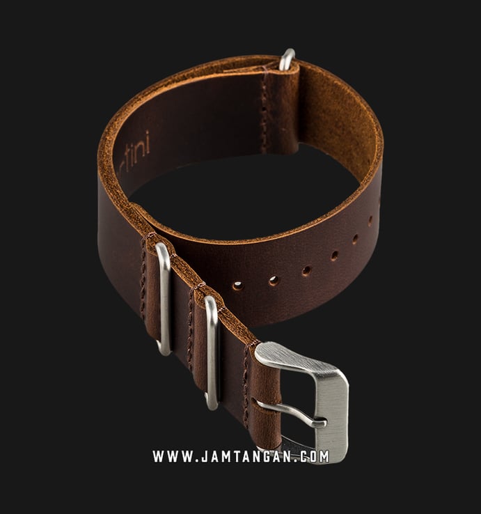 Strap Jam Tangan Leather Martini Parma C16905-20X20 Brown 20mm Silver Buckle