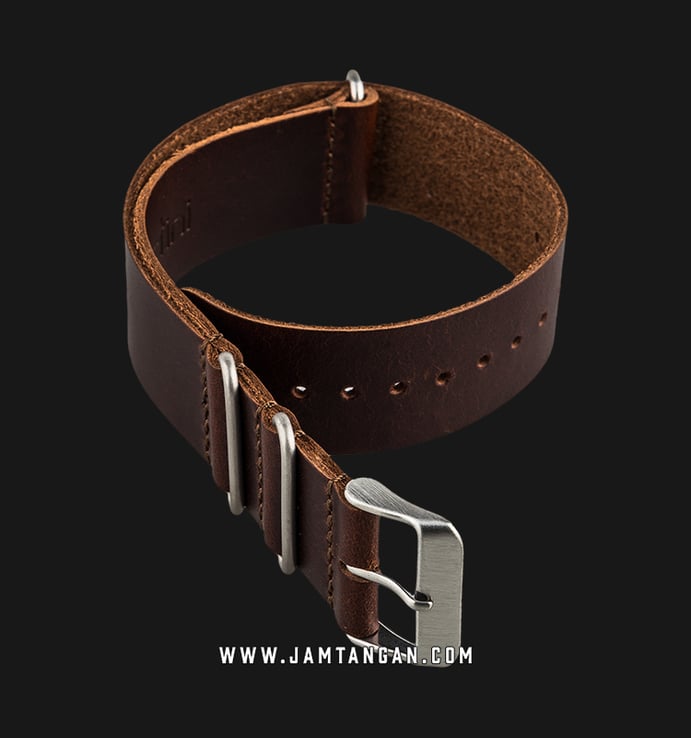 Strap Jam Tangan Leather Martini Parma C16905-22X22 Brown 22mm Silver Buckle