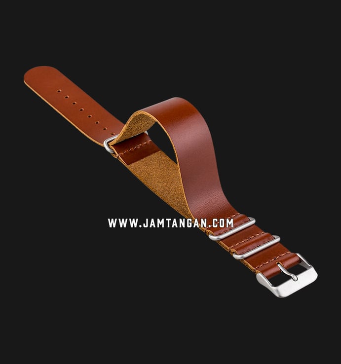 Strap Jam Tangan Leather Martini Parma C16906-20X20 Brown 20mm Silver Buckle