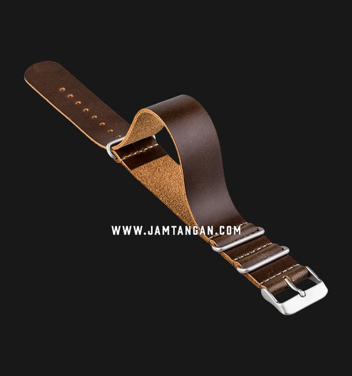 Strap Jam Tangan Leather Martini Parma C16907-20X20 Brown 20mm Silver Buckle