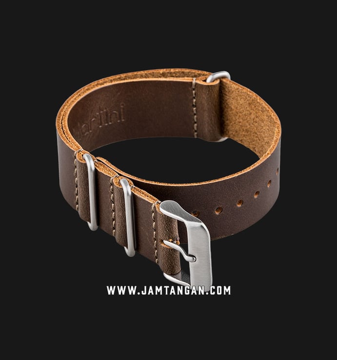 Strap Jam Tangan Leather Martini Parma C16907-20X20 Brown 20mm Silver Buckle