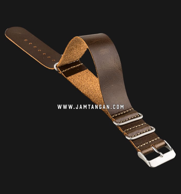 Strap Jam Tangan Leather Martini Parma C16907-22X22 Brown 22mm Silver Buckle