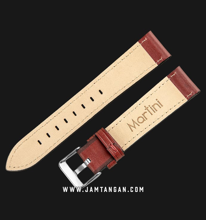 Strap Jam Tangan Martini Cortona C170007-20X18 20mm Brown Leather - Silver Buckle