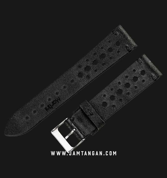 Strap Jam Tangan Leather Martini 50s C17501-20X18 Black 20mm Silver Buckle