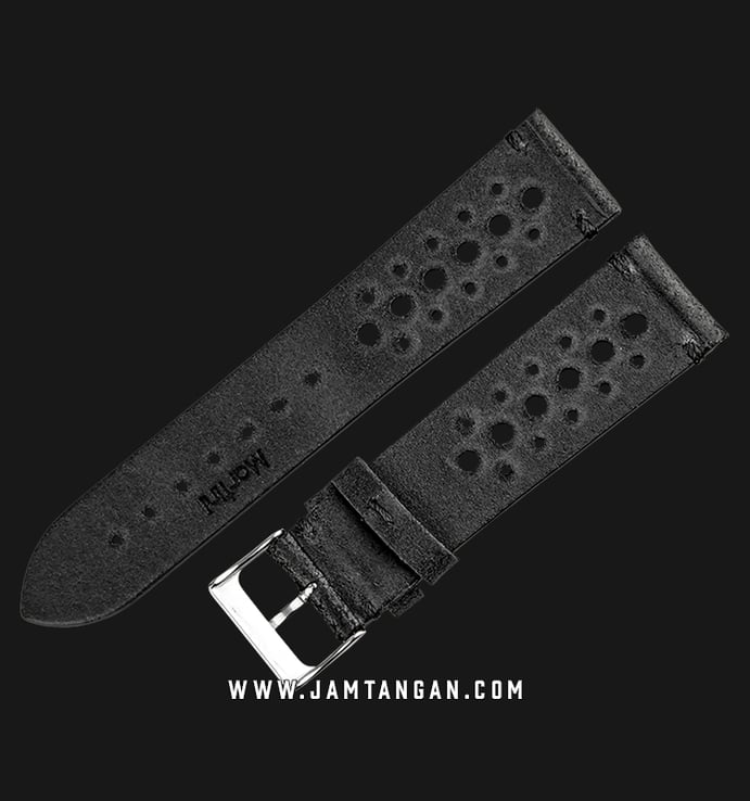 Strap Jam Tangan Leather Martini 50s C17501-22X20 Black 22mm Silver Buckle