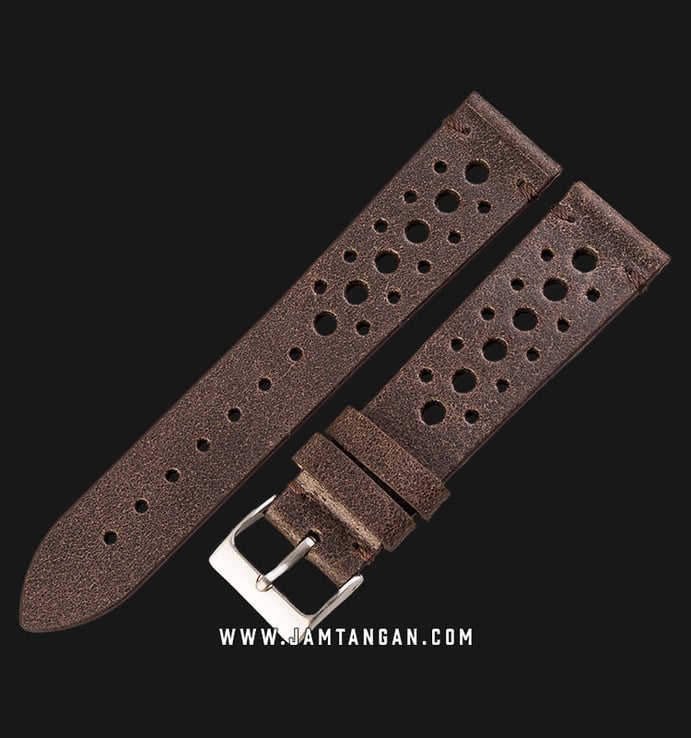 Strap Jam Tangan Leather Martini 50s C17503_V2-20X18 Chocolate 20mm Silver Buckle