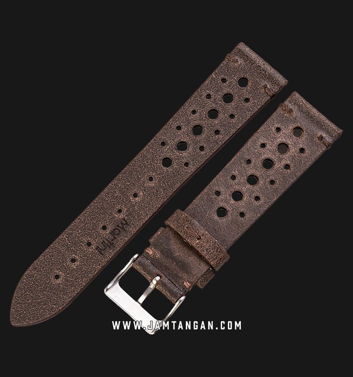 Strap Jam Tangan Leather Martini 50s C17503_V2-20X18 Chocolate 20mm Silver Buckle
