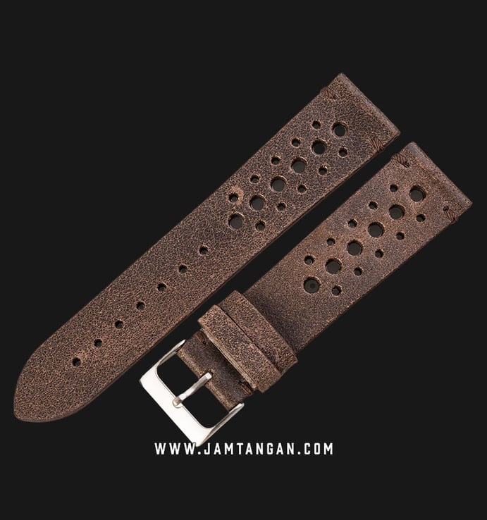 Strap Jam Tangan Leather Martini 50s C17503_V2-22X20 Chocolate 22mm Silver Buckle