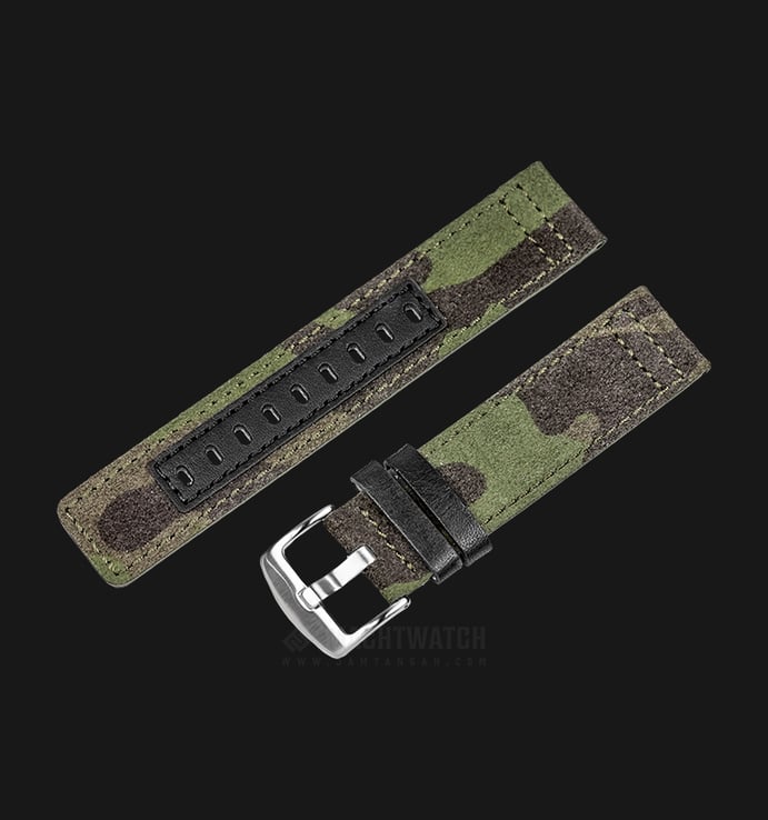 Strap Jam Tangan Leather Martini Fano C17601-22X22 Camouflage 22mm Silver Buckle