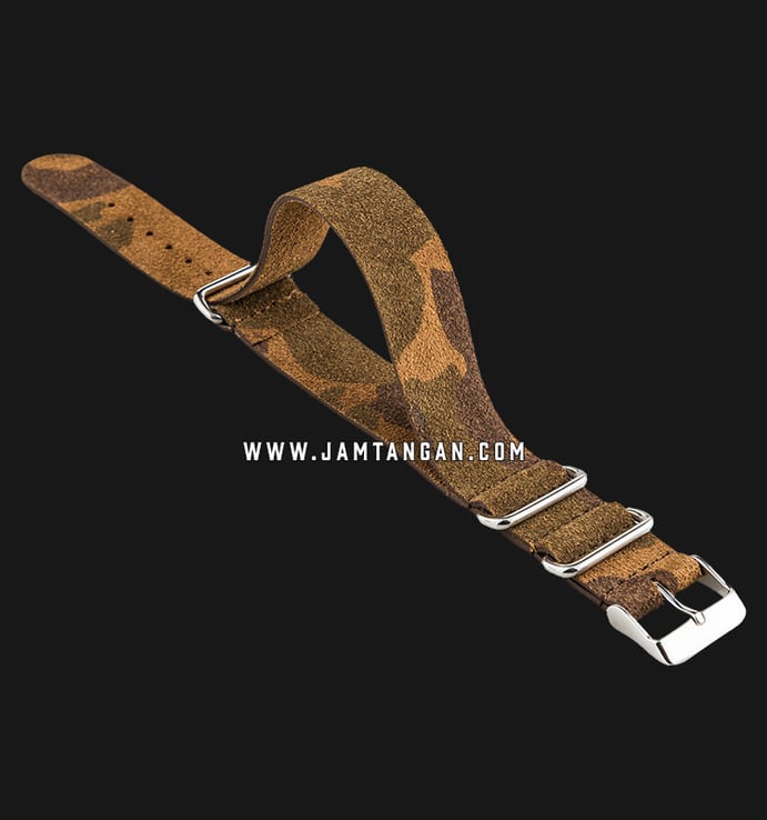 Strap Jam Tangan Leather Martini Camouflage C17602-20X20 Brown-Green 20mm Silver Buckle