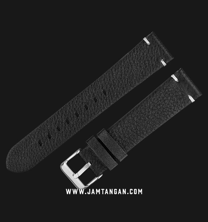 Strap Jam Tangan Leather Martini Novara C18001-20X18 Black 20mm Silver Buckle