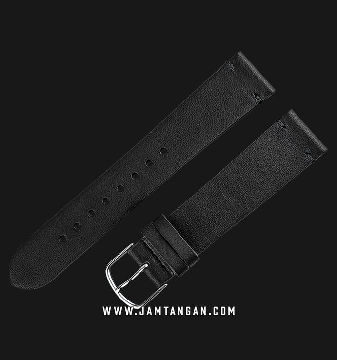 Strap Jam Tangan Leather Martini Fossa C18101-20X18 Black 20mm Silver Buckle