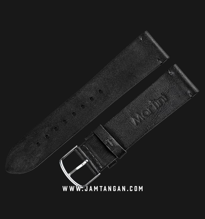 Strap Jam Tangan Leather Martini Fossa C18101-22X20 Black 22mm Silver Buckle