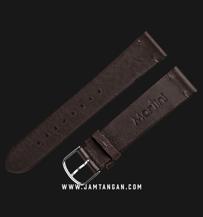 Strap Jam Tangan Leather Martini Fossa C18102-20X18 Chocolate 20mm Silver Buckle
