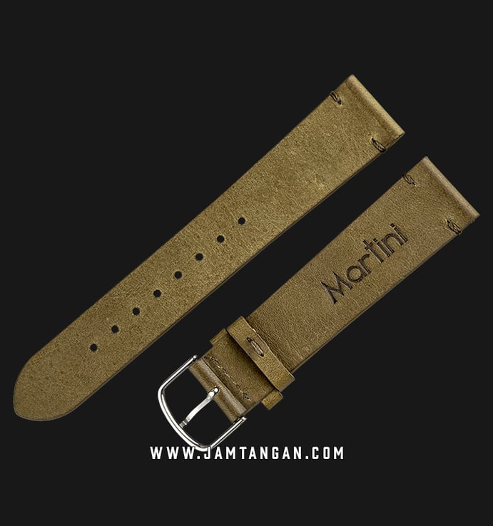 Strap Jam Tangan Leather Martini Fossa C18110-20X18 Olive 20mm Silver Buckle