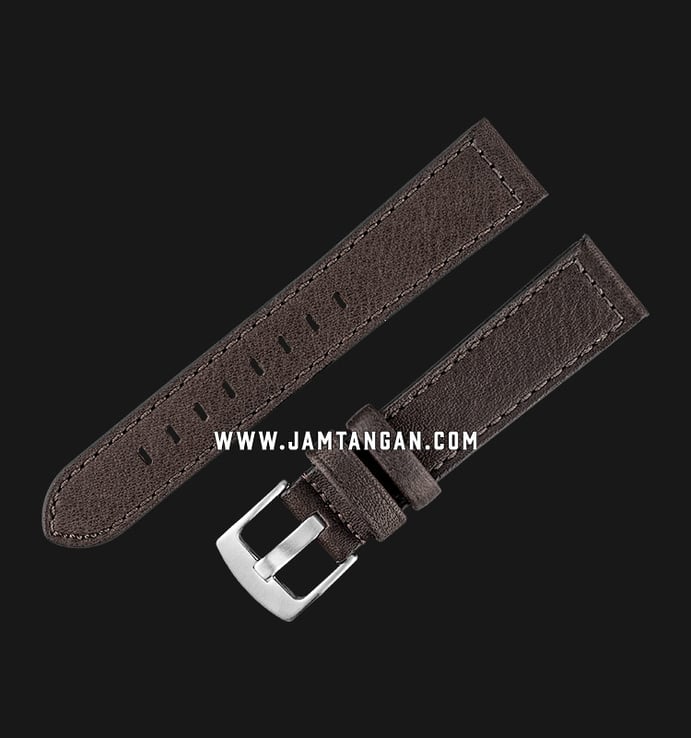 Strap Jam Tangan Leather Martini Novara C18202-20X18 Chocolate 20mm Silver Buckle