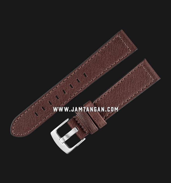 Strap Jam Tangan Leather Martini Novara C18203-20X18 Dark Brown 20mm Silver Buckle