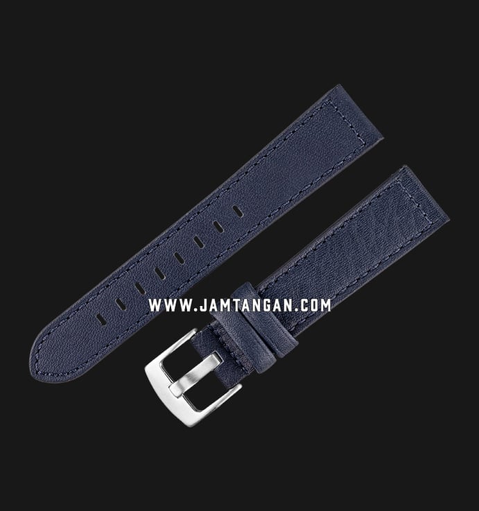 Strap Jam Tangan Leather Martini Novara C18209-20X18 Navy Blue 20mm Silver Buckle