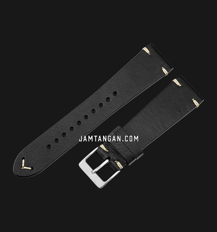 Strap Jam Tangan Leather Martini C187001-22X18-V2 Black Leather 22mm Silver Buckle