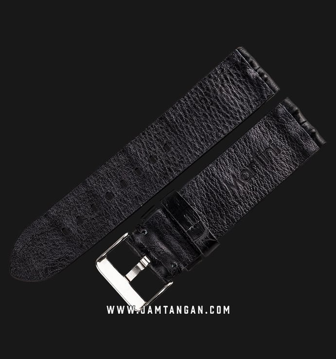 Strap Jam Tangan Leather Martini Genuine Alligator E13901-20X20 Black 20mm Silver Buckle