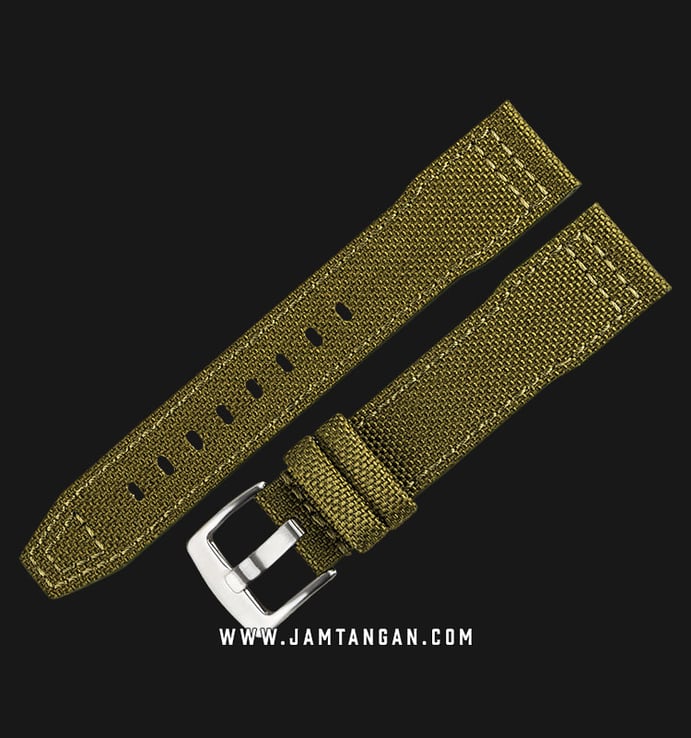 Strap Jam Tangan Fabric-Leather Martini Cordura I11504-20X18 Fren Green 20mm Silver Buckle