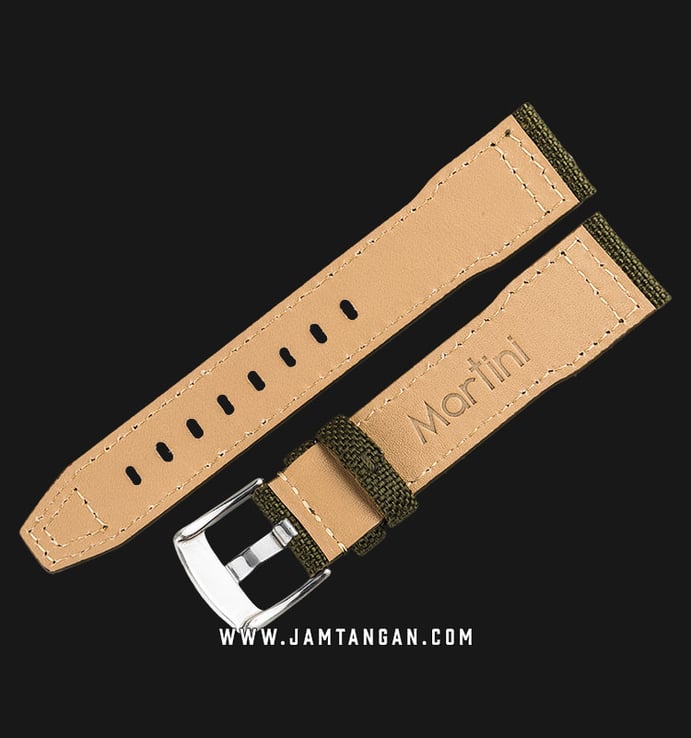 Strap Jam Tangan Fabric-Leather Martini Cordura I11504-20X18 Fren Green 20mm Silver Buckle