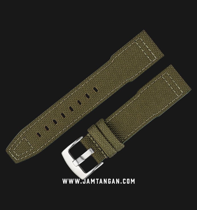 Strap Jam Tangan Fabric-Leather Martini Cordura I11504-22X20 Fren Green 22mm Silver Buckle