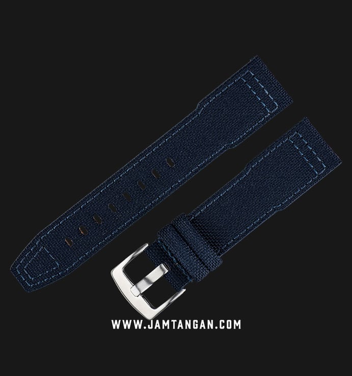 Strap Jam Tangan Fabric-Leather Martini Cordura I11505-22X20 Blue Denim 22mm Silver Buckle