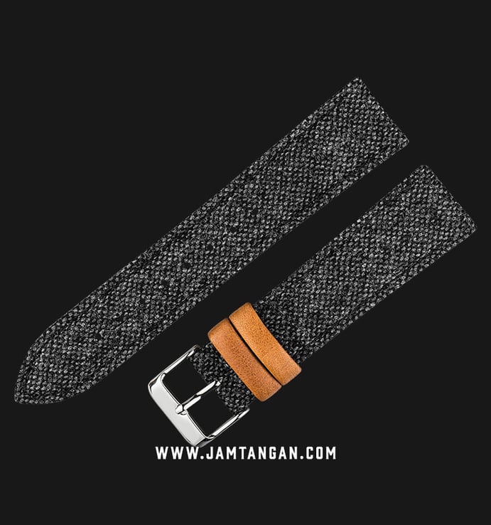 Strap Jam Tangan Fabric Martini Bitanto I13001-20X18 Black 20mm Silver Buckle