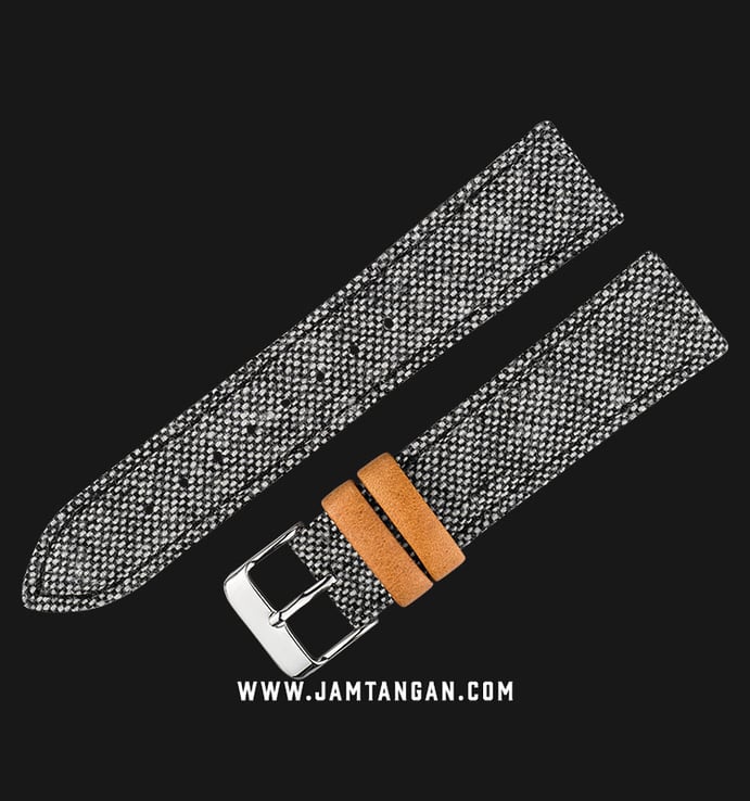Strap Jam Tangan Fabric Martini Bitanto I13002-20X18 Black/White 20mm Silver Buckle