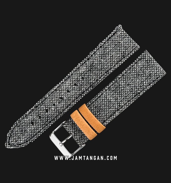 Strap Jam Tangan Fabric Martini Baby Gator I13002-22X20 Black/White 22mm Silver Buckle