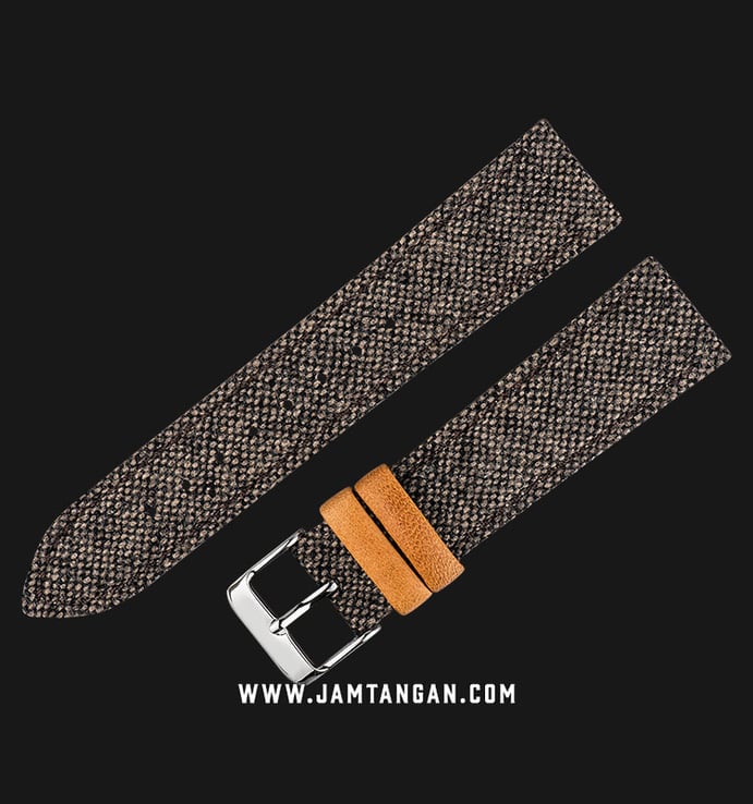 Strap Jam Tangan Fabric Martini Bitanto I13004-20X18 Dark Brown 20mm Silver Buckle