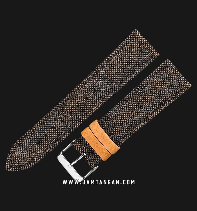 Strap Jam Tangan fabric Martini Bitanto I13004-22X20 Dark Brown 22mm Silver Buckle