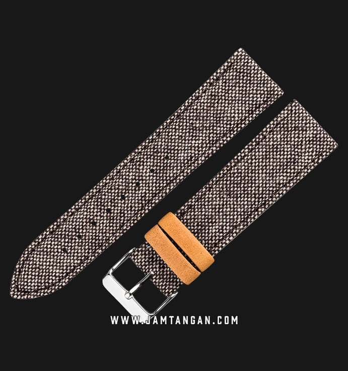 Strap Jam Tangan Fabric Martini Bitanto I13005-22X20 Brown 22mm Silver Buckle