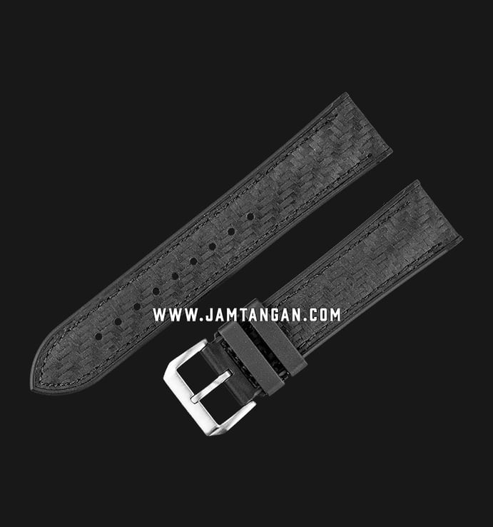 Strap Jam Tangan Leather-Rubber Martini Potenza N110_V2-22X20 Black 22mm Silver Buckle