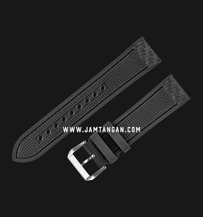 Strap Jam Tangan Leather-Rubber Martini Potenza N110_V2-22X20 Black 22mm Silver Buckle