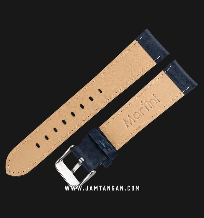 Strap Jam Tangan Leather Martini Potenza N194-20X18 Navy 20mm Silver Buckle
