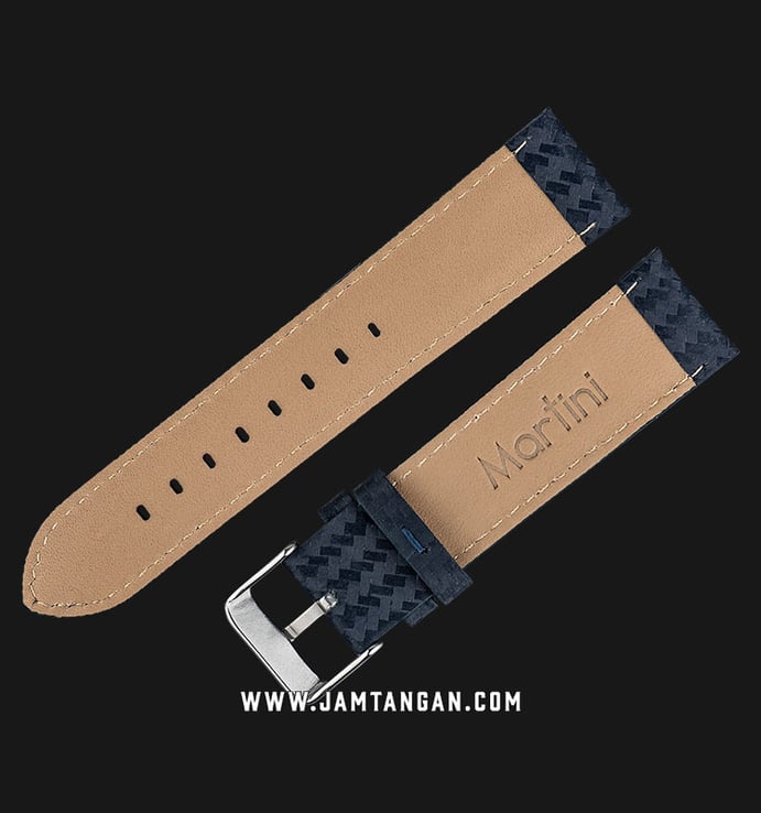 Strap Jam Tangan Leather Martini Potenza N194-22X20 Navy 22mm Silver Buckle