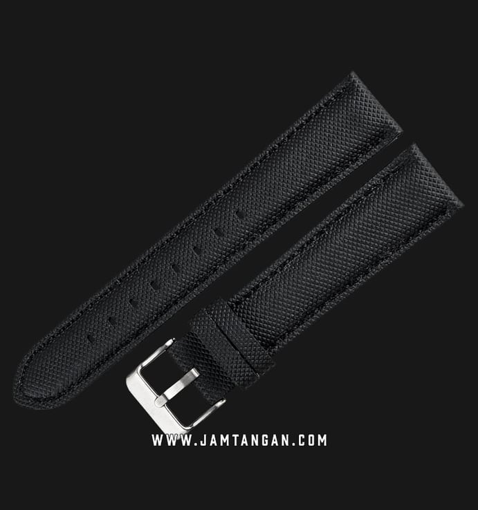Strap Jam Tangan Leather Martini Fade Cotton N228-20X18 Black 20mm Silver Buckle