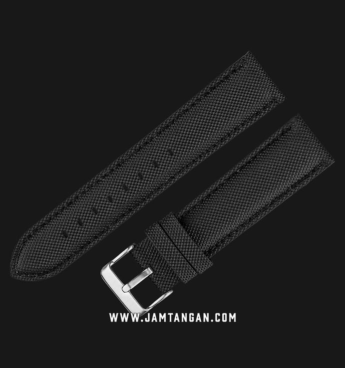 Strap Jam Tangan Leather Martini Fade Cotton N228-22X20 Black 22mm Silver Buckle