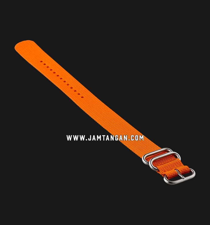 Strap Jam Tangan Martini Zulu ND-5Y-3B-20X20 20mm Orange Fabric 3 Ring - Silver Buckle